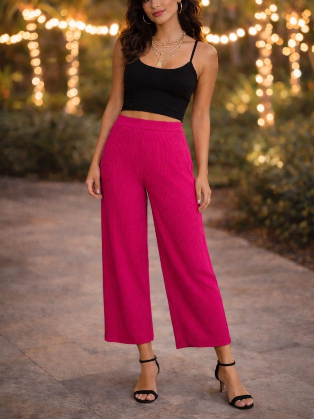 1. STATE Ribbed Wide Leg Cropped Pants